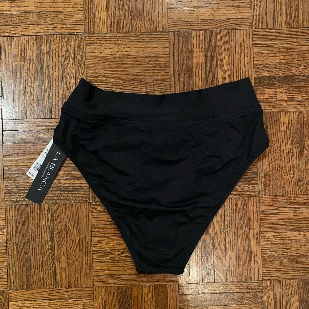 La Blanca Island Goddess Crossover High Waist Bottom - Black